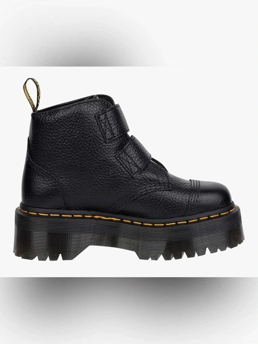 Dr Martens Devon Flower Platform Women’s Black Leather Boots!!(6)